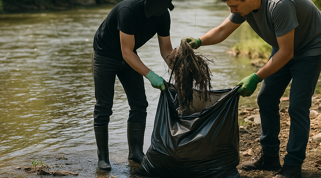 Limpió un río contaminado, retiró 200 bolsas de basura y podría enfrentar hasta dos años de prisión