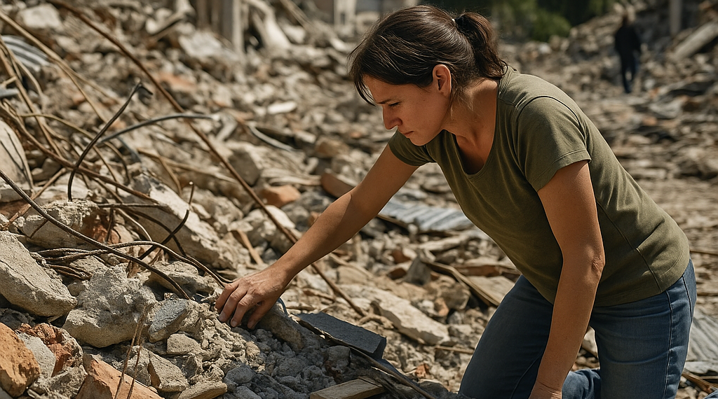 Una madre excava entre las ruinas en busca de su hijo tras terremotos en Venezuela