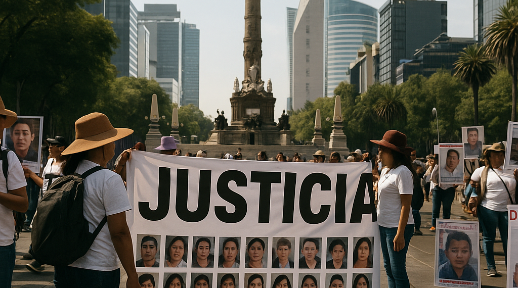 Protestan madres buscadoras en la zona del Estadio CDMX