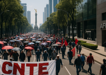 Protesta CNTE en Reforma; van a oficinas de Afores