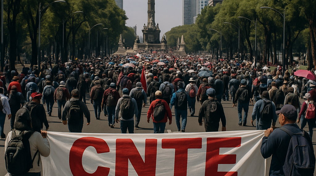 Protesta CNTE en Reforma; van a oficinas de Afores