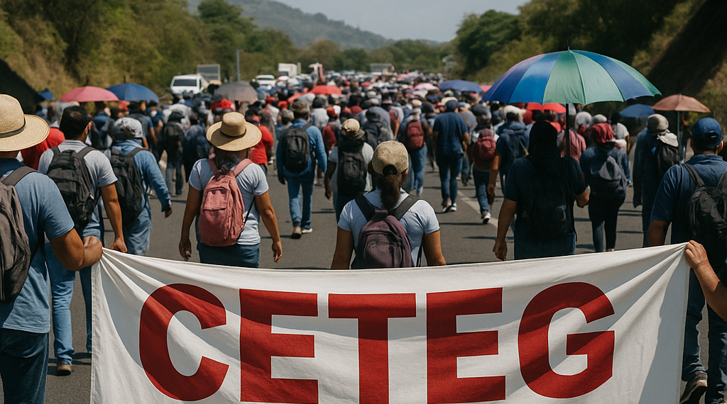Marchan maestros de la Ceteg en Autopista del Sol