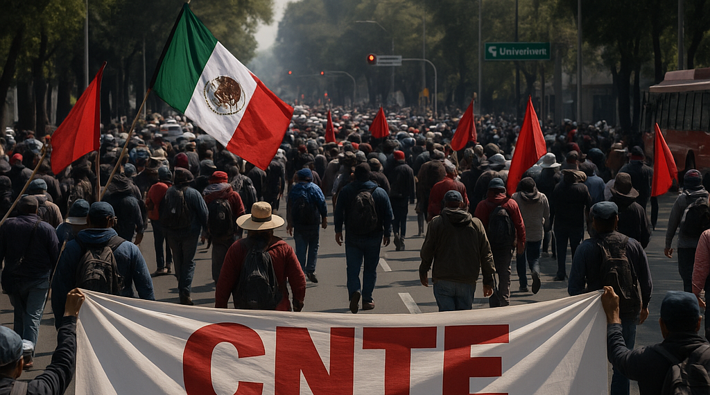 Protesta CNTE en Segob y Av. Universidad