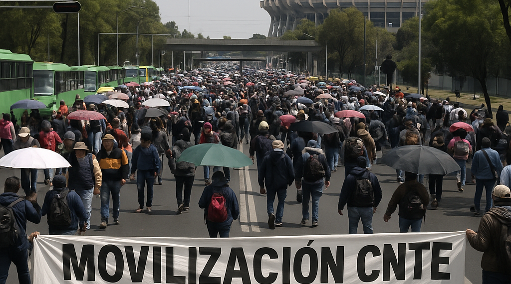 Marcha CNTE sobre Tlalpan hacia Estadio CDMX