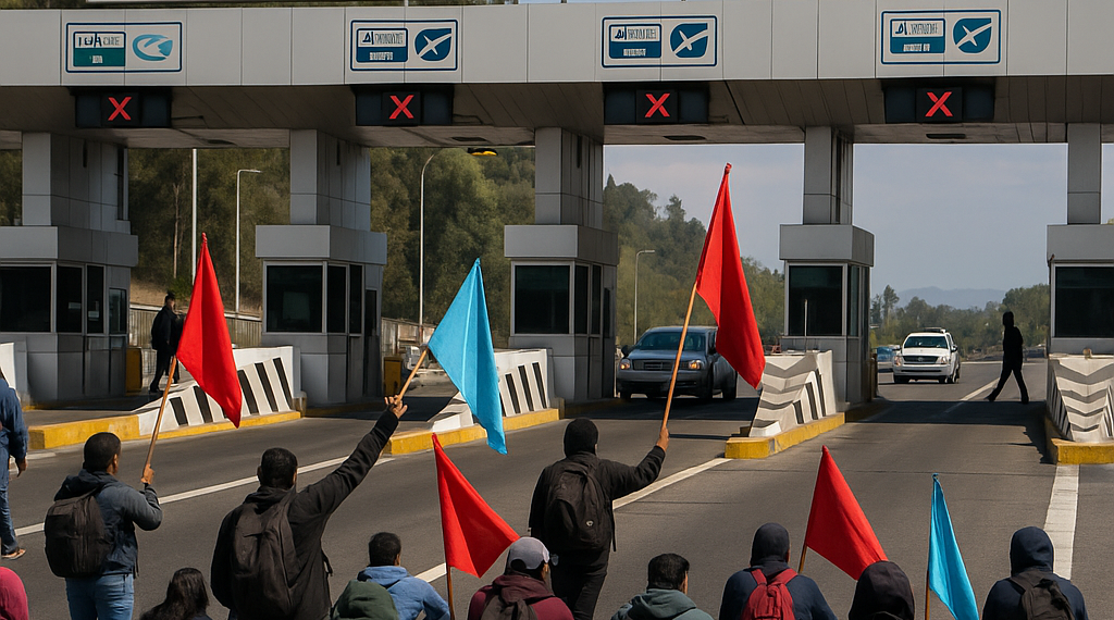 Bloquean normalistas caseta de México-Cuernavaca