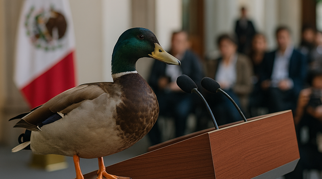 Llega pato 'Merlín' a la mañanera