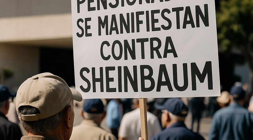 Protestan pensionados ante Sheinbaum en Tijuana