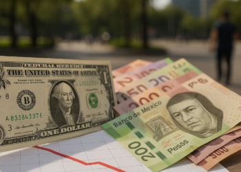 Peso mexicano cae 1.12% ante el dólar por apuestas sobre una Reserva Federal más restrictiva