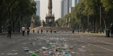 Quedó Reforma entre basura tras festejo mundialista