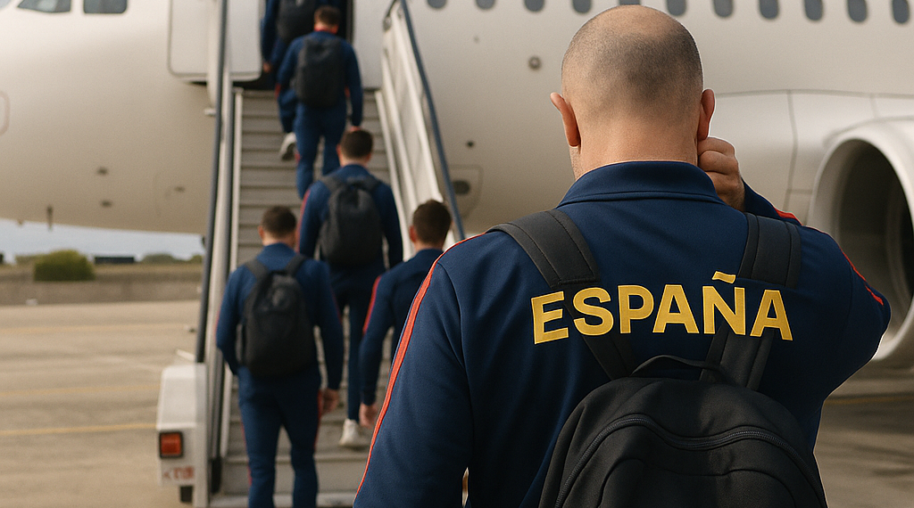 La llegada de España tras el partido de Puebla: caras de sueño y mensaje de De la Fuente