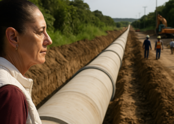 Sheinbaum supervisa avances de las obras de un acueducto en Coatzacoalcos