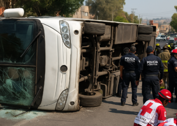 Vuelca microbús en Tlalnepantla; hay 15 heridos