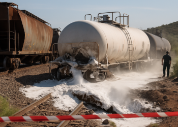 Descarrila tren de Ferromex y derrama químico en Sonora