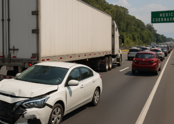 Genera caos vial volcadura en la México-Cuernavaca