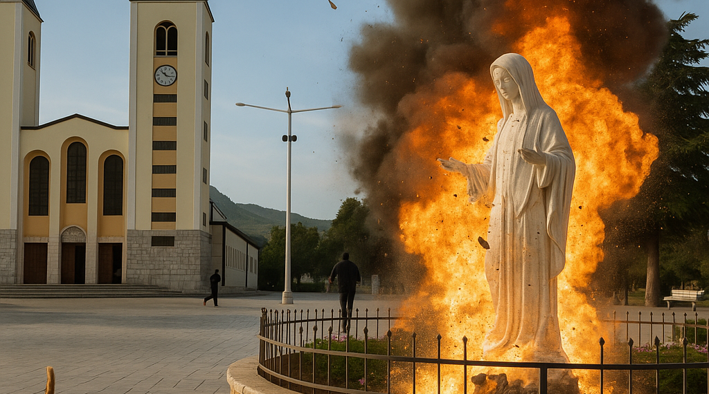 Profanan el santuario de Medjugorje (Bosnia): queman el altar de su iglesia y vandalizan las estatuas de la Virgen