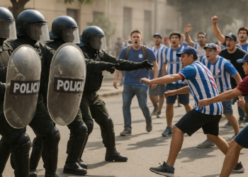 Se enfrentan aficionados y policías en Argentina
