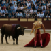 Álvaro Serrano, en un muletazo con la mano derecha a uno de sus novillos.