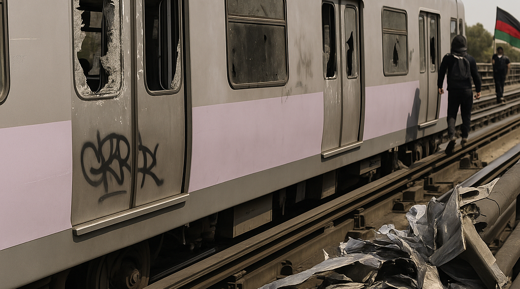 Destrozan en marcha trans mobiliario de Línea 2 del Metro