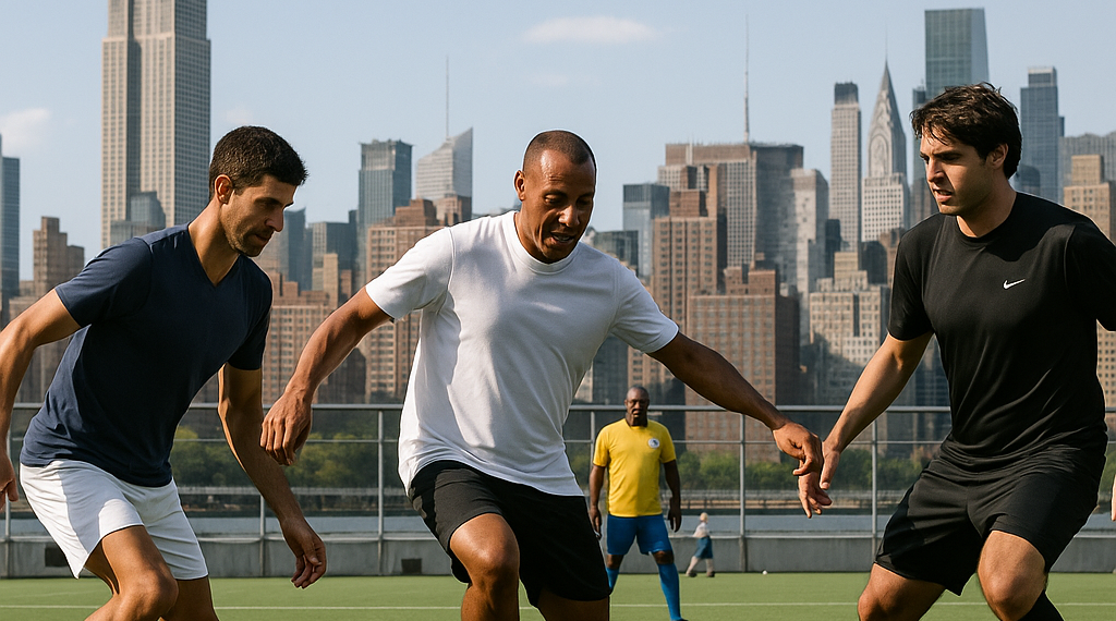 Novak Djokovic, Kaká y Cafú juegan con leyendas del futbol en Nueva York antes de la Final del Mundial