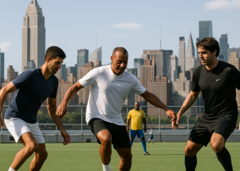 Novak Djokovic, Kaká y Cafú juegan con leyendas del futbol en Nueva York antes de la Final del Mundial