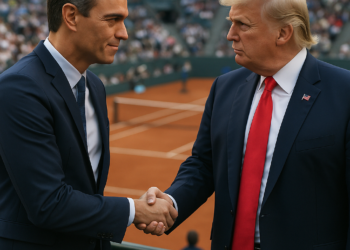 La imagen más comentada de la final del Mundial: el saludo entre Pedro Sánchez y Donald Trump tras meses de amenazas
