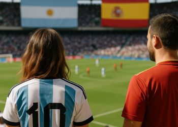 Viven celebridades la pasión del partido Argentina vs España