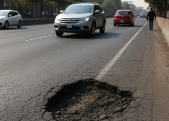 Sufren en Periférico por baches y coladeras