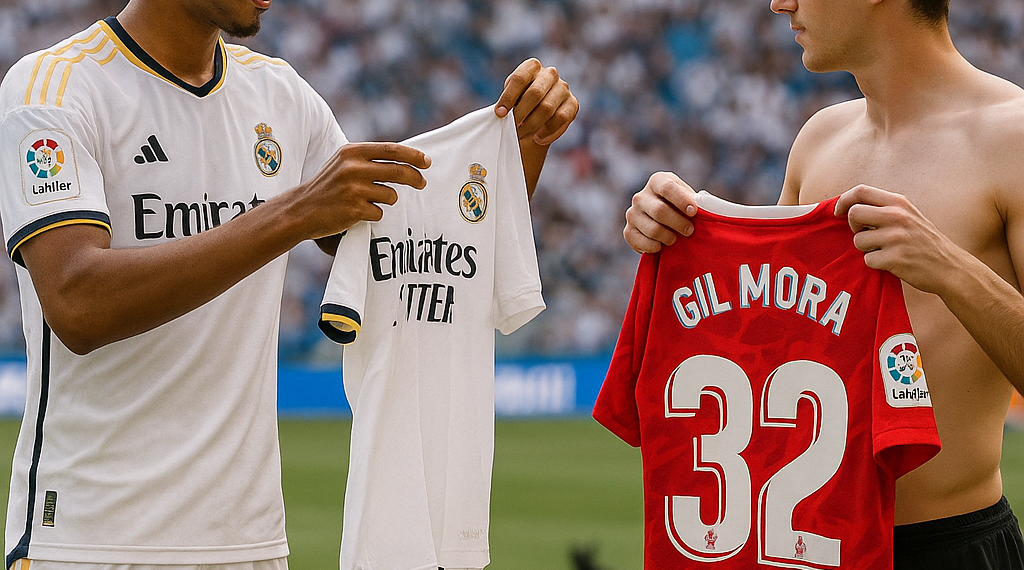 Jude Bellingham consuela a Gil Mora e intercambian playeras