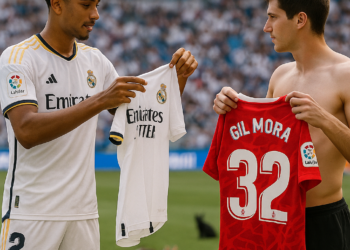 Jude Bellingham consuela a Gil Mora e intercambian playeras