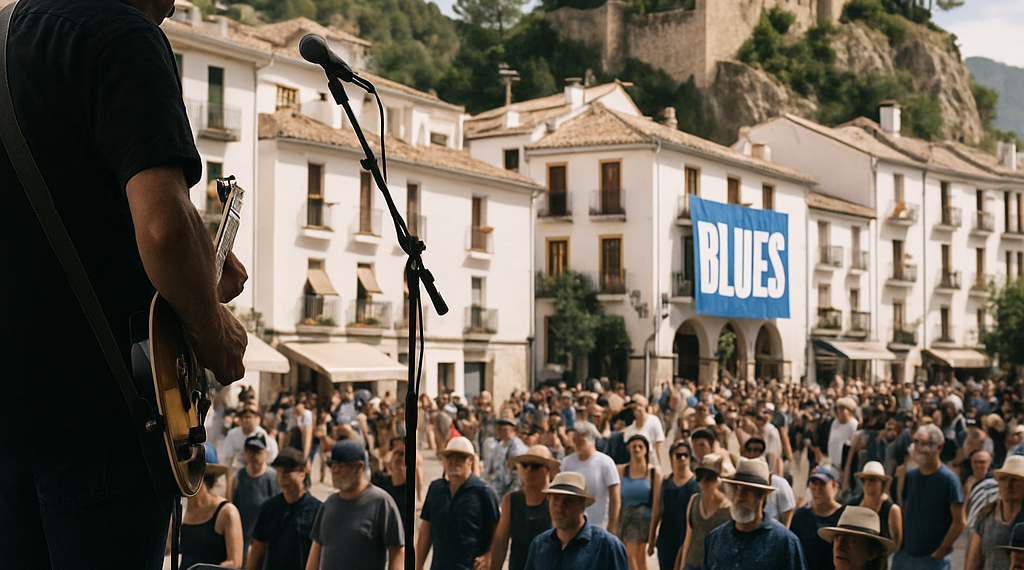 Desde la izquierda, Charlie Musselwhite, Carolyn Wonderland y Matthew Stubbs, de la banda GA-20, en el festival Cazorla Blues.