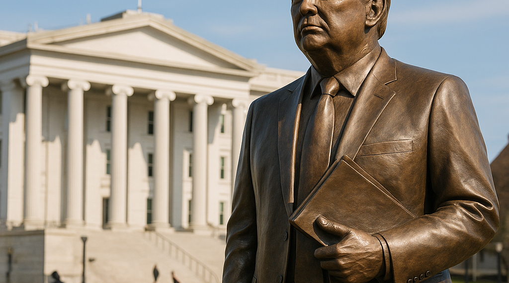 The new sculpture by George Lundeen is part of Trump's broader plans