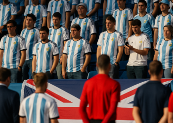 La afición argentina no respeta el himno de Inglaterra y el partido empieza caliente
