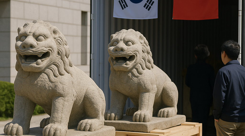 South Korean Museum Returns Two Qing Dynasty Lion Sculptures to China