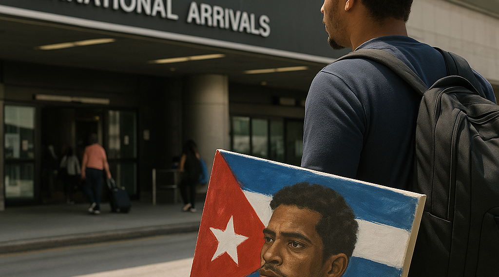 El artista disidente cubano Otero Alcántara llega a Miami, en exilio forzoso, tras cinco años de cárcel injusta
