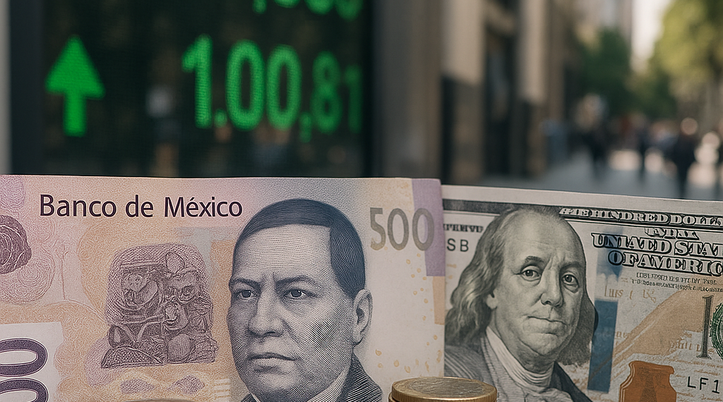 Peso mexicano se aprecia levemente frente al dólar en una jornada de actividad reducida