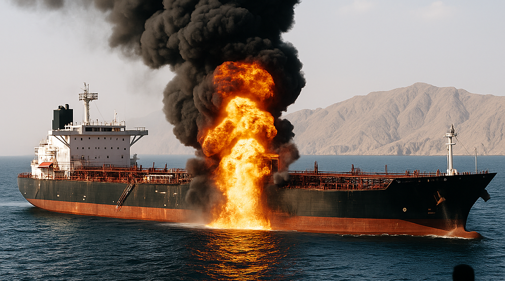 Irán informó que un petrolero explotó tras chocar con una mina marina en el Estrecho de Ormuz