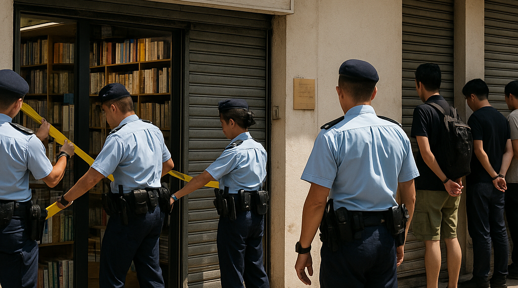 La policía de Hong Kong allanó una librería y arrestó a cinco personas por venta de libros considerados sediciosos