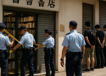 La policía de Hong Kong allanó una librería y arrestó a cinco personas por venta de libros considerados sediciosos