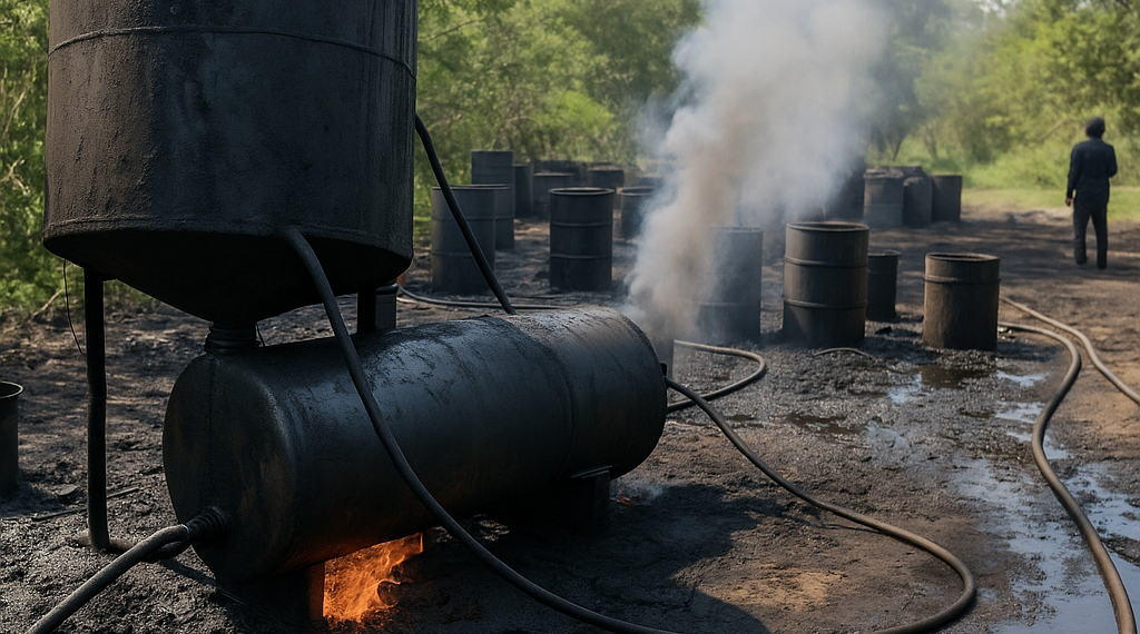 Está refinería ilegal a 1.5 kms de la GN