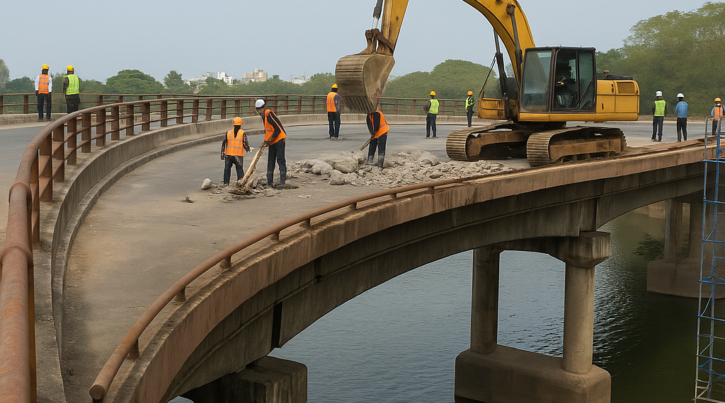 Restituyeron a los ingenieros responsables de un puente en India con una insólita curva mientras la obra sigue inhabilitada