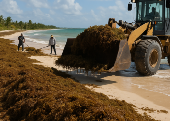 Recolectan 2 mil 112 toneladas de sargazo en Costa Maya
