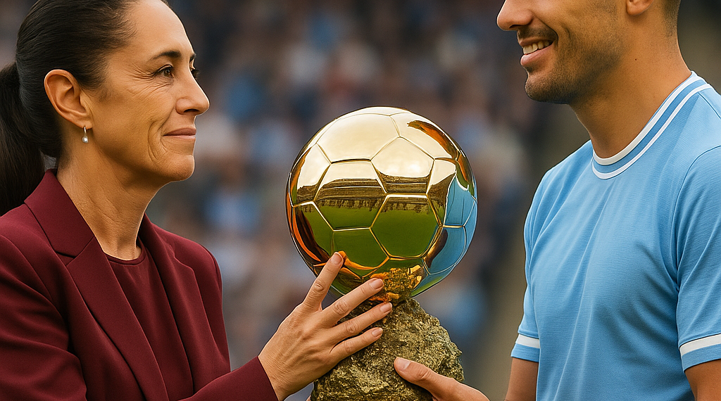 Sheinbaum entrega Balón de Oro a Rodri en Mundial