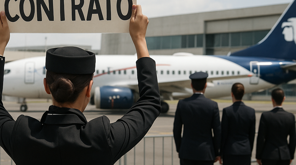 Sobrecargos rechazan convenio contractual de Aeroméxico con 60% de votos