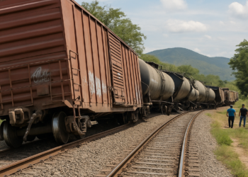 Se descarriló tren de carga del Istmo de Tehuantepec