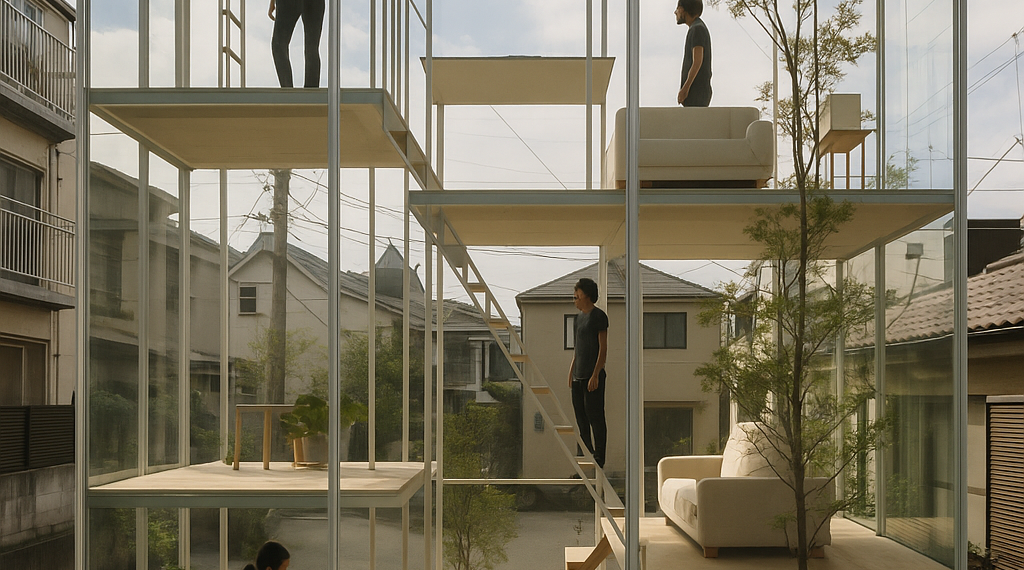 Tres plantas, 85 metros cuadrados y cortinas como única barrera: así es la casa más transparente de Tokio