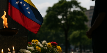 Un minuto de silencio en zona de desastre en Venezuela, un mes después de los terremotos