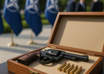 Una pistola y seis balas: el inusual regalo que recibieron los jefes de Estado de la OTAN en Turquía
