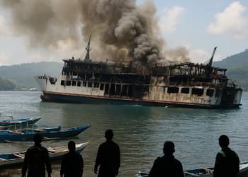 Al menos cinco muertos y más de 40 desaparecidos tras el incendio de un ferry en Indonesia