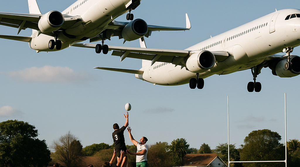 Casi chocan aviones durante juego de rugby en Sudáfrica