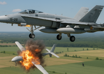 Un caza F-18 español derriba un dron sobre el espacio aéreo de Rumanía